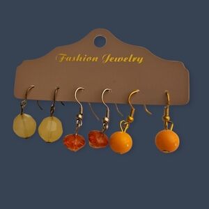 3/$30 Set of Three Orange, Pink and Yellow Drop Earrings Set
